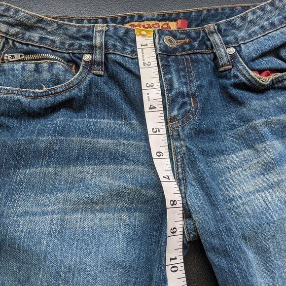 Mudd Women's Jean Blue Lightly Distressed Low Rise Buttons Y2K 90s Size 7 - Picture 5 of 12